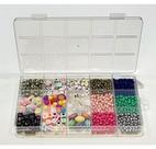 Kit Miçanga Infantil Para Pulseira Colar e Brincos Maleta Com Diversas Miçangas Coloridas