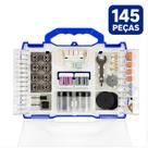 Kit Micro Retífica 145 Peças Discos Lixas Brocas Maleta Multifuncional Ferramentas Mini Esmeril Polir Cortar Desbastar