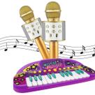 Kit Microfone Bluetooth Usb Cores Sortidas + Teclado Infantil Toyng