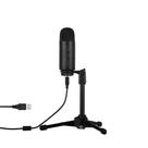 Kit Microfone Condensador USB c/ Tripé, Monitor p/Fones, Controle de ganho Fones e Microfone, Preto Kit Microfone Condensador USB c/ Tripé, Monitor p/Fones, Controle de ganho Fones e Microfone, Preto