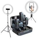 Kit Microfone de Lapela Duplo Sem fio + 2 Ring Light e 2 Tripés