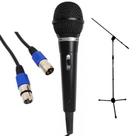Kit microfone mxt c/ fio + cabo mxt xlrm/xlrf 5m + pedestal