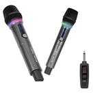 Kit Microfone Sem Fio Duplo Com Led Recarregável E Dinâmico Kit Microfone Sem Fio Duplo Com Led Recarregável E Dinâmico