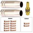 Kit Mig 15ak - 10 Bicos De Contato 0,8mm + 2 Bicos De Contato 0,9mm + 2 Bocais 12mm + 1 Porta Bico (Difusor)
