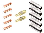 Kit Mig 15ak - 5 Bicos De Contato 0,8mm + 5 Bocais 12mm + 2 Porta Bico (Difusor)