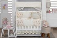 Kit Mini Berço 08 Peças - Floral Ferrugem
