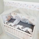 Kit Mini Berço 12 peças Saia de Berço Menino Elefante Cinza