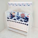 Kit Mini Berço 12 peças Saia de Berço Menino Marinheiro