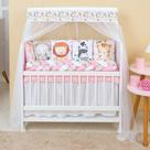 Kit Mini Berço 13 Peças Enxoval Bebê Menina Safari Rosa