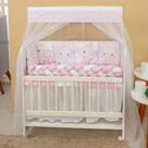 Kit Mini Berço 13 peças para Bebê Menina Elefantinha Coroa