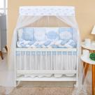 Kit Mini Berço 13 peças para Bebê Menino Nuvem Azul