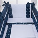 Kit Mini Berço 7 Peças Coroa Azul-marinho