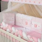 Kit Mini Berço com 12 peças Saia de Berço Bebê Menina Realeza Rosa Kit Mini Berço com 12 peças Saia de Berço Bebê Menina Realeza Rosa