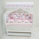 Kit Mini Berço com 12 peças Saia de Berço Bebê Menina Unicornio