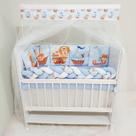 Kit Mini Berço com 12 peças Saia de Berço Bebê Menino Barquinho