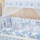 Kit Mini Berço com 12 peças Saia de Berço Bebê Menino Principe