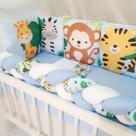 Kit Mini Berço com 12 peças Saia de Berço Bebê Menino Safari Azul