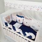 Kit Mini Berço com 12 peças Saia de Berço Bebê Menino Tedy Bear Kit Mini Berço com 12 peças Saia de Berço Bebê Menino Tedy Bear