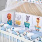 Kit Mini Berço com 12 peças Saia de Berço Bebê Menino Trenzinho