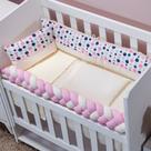 Kit Mini Berço Light 09 Peças Rosa Bolinha