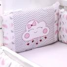 Kit Mini Berço Nuvem Rosa 6 Peças Algodão Kit Mini Berço Nuvem Rosa 6 Peças Algodão
