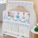 Kit Mini Berço Trança 13 peças para Bebê Menino Trenzinho do Safari