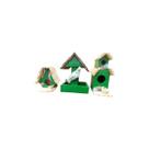 Kit Mini Casinha Mini Comedouro Mini Casinha Dois Andares de Madeira Decoração