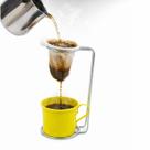 Kit Mini Coador de Café Individual + Caneca Alumínio Amarelo
