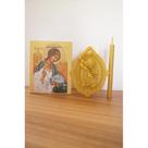 Kit mini ícone Anjo da Guarda + 1 Velas + Medalhão - Via Cru
