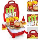 Kit Mini Maleta que Vira Mochila Infantil Fast Food com 29 peças