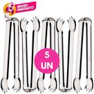 Kit Mini Pegador 12,5 cm Aço Inox Multiuso Churrasco Carnes Petisco Gelo Drinks Frios Frutas