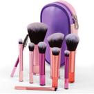 Kit Mini Pincéis de Maquiagem 10 Peças Portátil com Estojo Bolsa para Viagem Make Profissional