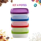 Kit Mini Pote Plástico Quadrado Marmita Fitness Papinha Bebê 200ML Livre BPA Freezer Microondas Organizador Cozinha Pequeno
