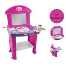 Kit mini salão estudio de beleza infantil completo com 15 acessórios espelho prateleira simotoys