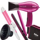 Kit Mini Secador De Cabelo Philco e Chapinha Pequeno Viagem Dobrável Difusor Cachos Modelador Prancha 2 Em 1 Bivolt