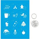 Kit Mini Stencil Natal Chaveiro Biscoito, Pinheiro, Bolas de Natal - STMIN-001