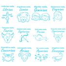 Kit mini stencils signos divertidos c/ 12 un blue star