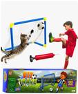 Kit Mini Trave de Futebol Infantil Golzinho Gol com Bola e Bomba Brinquedo Jogo Chute a Gol