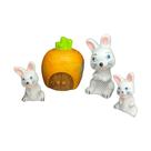 Kit miniatura de pascoa Trio de Coelho e Casinha Cenoura - Decore Casa