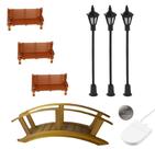 Kit Miniaturas 3xBanco 3xPoste 1xPonte - Maquetes E Terrário Kit Miniaturas 3xBanco 3xPoste 1xPonte - Maquetes E Terrário
