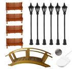 Kit Miniaturas 4xBanco 6xPoste 1xPonte - Maquetes E Terrário Kit Miniaturas 4xBanco 6xPoste 1xPonte - Maquetes E Terrário