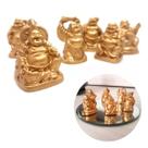 Kit Miniaturas de Buda Rindo Dourado - Atraia Boa Sorte com Feng Shui (6 Peças)