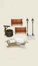 Kit Miniaturas Paisagismo: Banco, Poste, Ponte, Poço