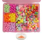 Kit Missangas Maleta Perolas Coloridas Letra Pulseiras Fofas