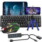 Kit Mobilador Gamer Completo Teclado USB Mouse LED RGB Tripé Suporte Celular Hub USB Adaptador OTG tipo C Para Jogos mousepad estampa sortida Office Kit Mobilador Gamer Completo Teclado USB Mouse LED RGB Tripé Suporte Celular Hub USB Adaptador OTG tipo C Para Jogos mousepad estampa sortida Office