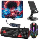 Kit Mobilador Teclado Vermelho + Mouse Led Gamer + Hub 4 Portas