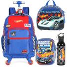 Kit Mochila 4rodas Estojo Lancheira Garrafa Bolsa Hot Wheels