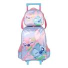 Kit Mochila alça nas costas infantil com Rodinha com Lancheira Térmica Lillo Stitch Cor:LilásGenero:FemininoTamanho:ún