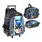 Kit Mochila Batman De Carrinho Com Lancheira e Estojo Escolar