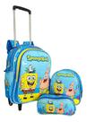 Kit Mochila Bob Esponja Desenho Escolar Rodinhas Meninos